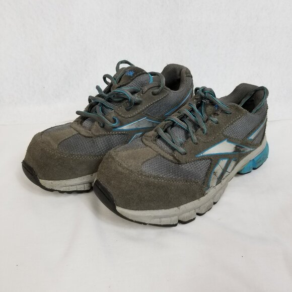 REEBOK Steel Toe Slip and Oil Resisting Leather/Mesh Lace Up Sneaker Gray 7.5W - Picture 1 of 9